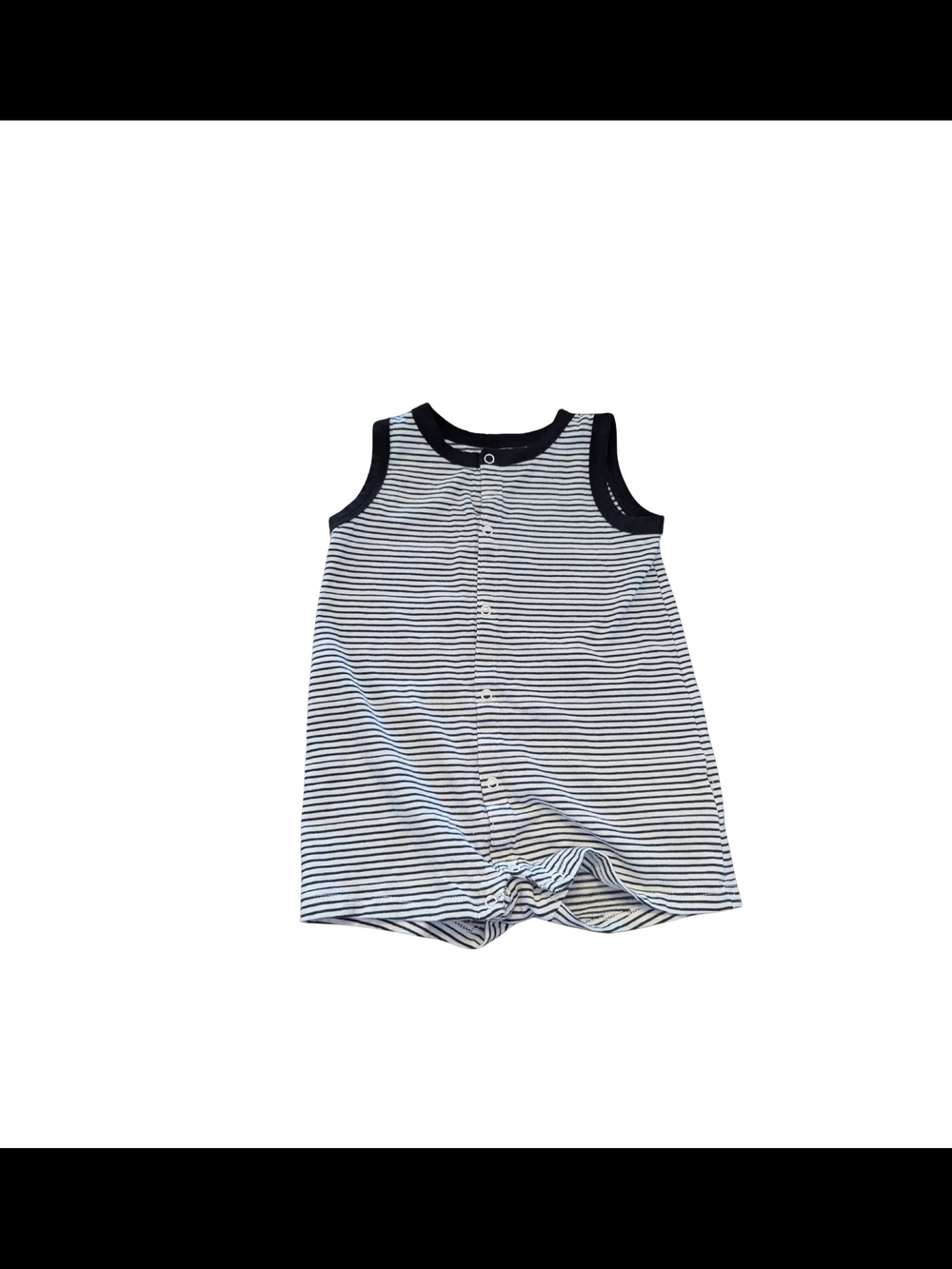 EUC Amazon Essentials Baby 24 month Stripe Sleeveless Romper black white cotton